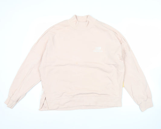 New Balance Womens Pink Sweatshirt Small Logo Print Casual
