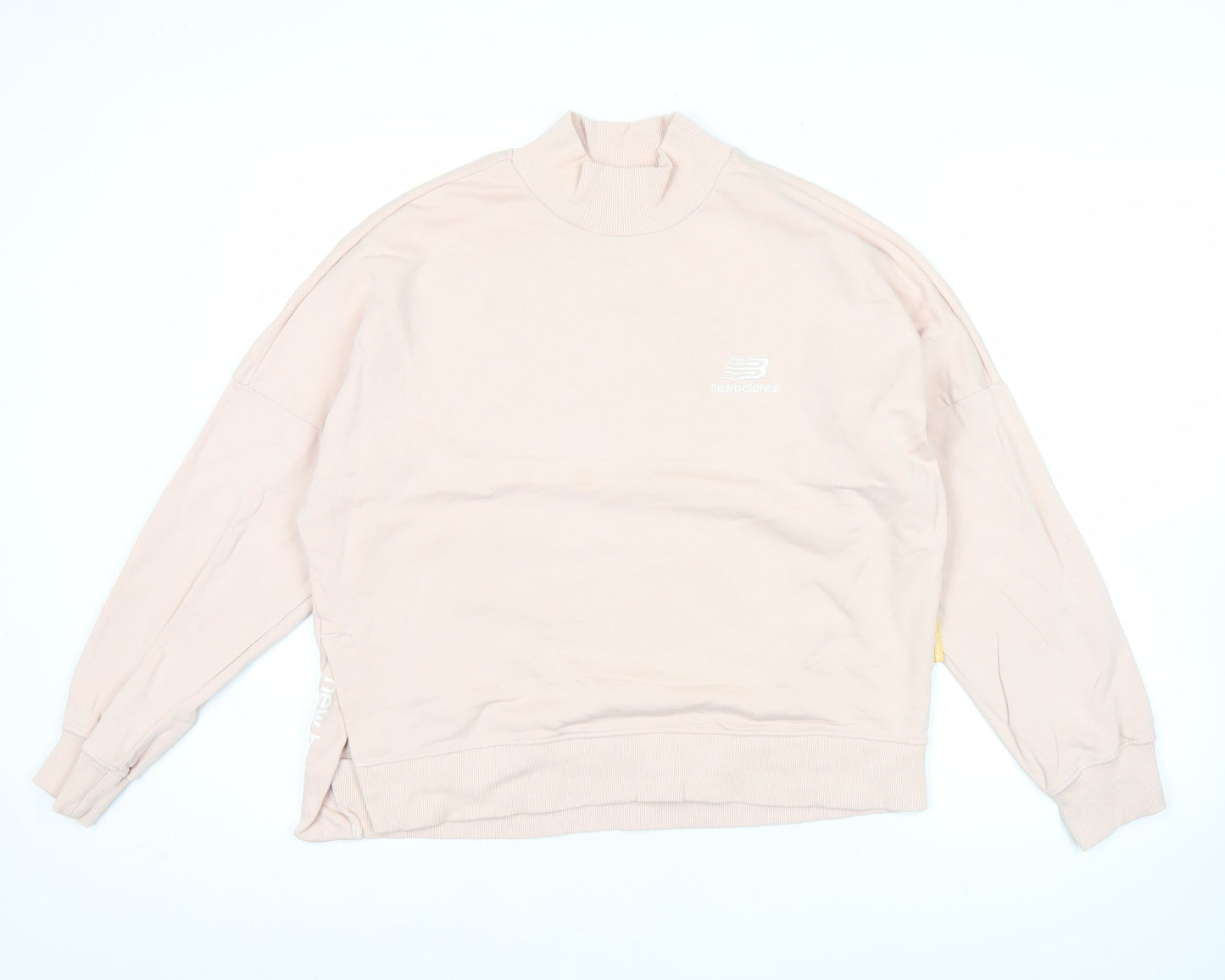 New Balance Womens Pink Sweatshirt Small Logo Print Casual