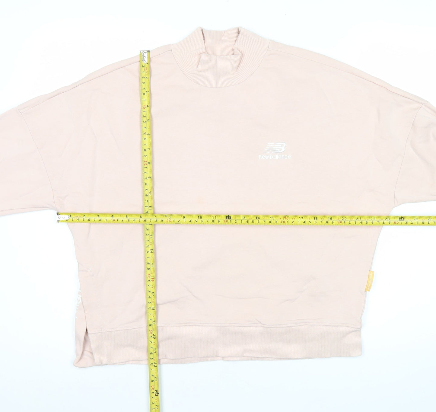 New Balance Womens Pink Sweatshirt Small Logo Print Casual