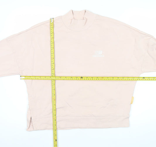 New Balance Womens Pink Sweatshirt Small Logo Print Casual