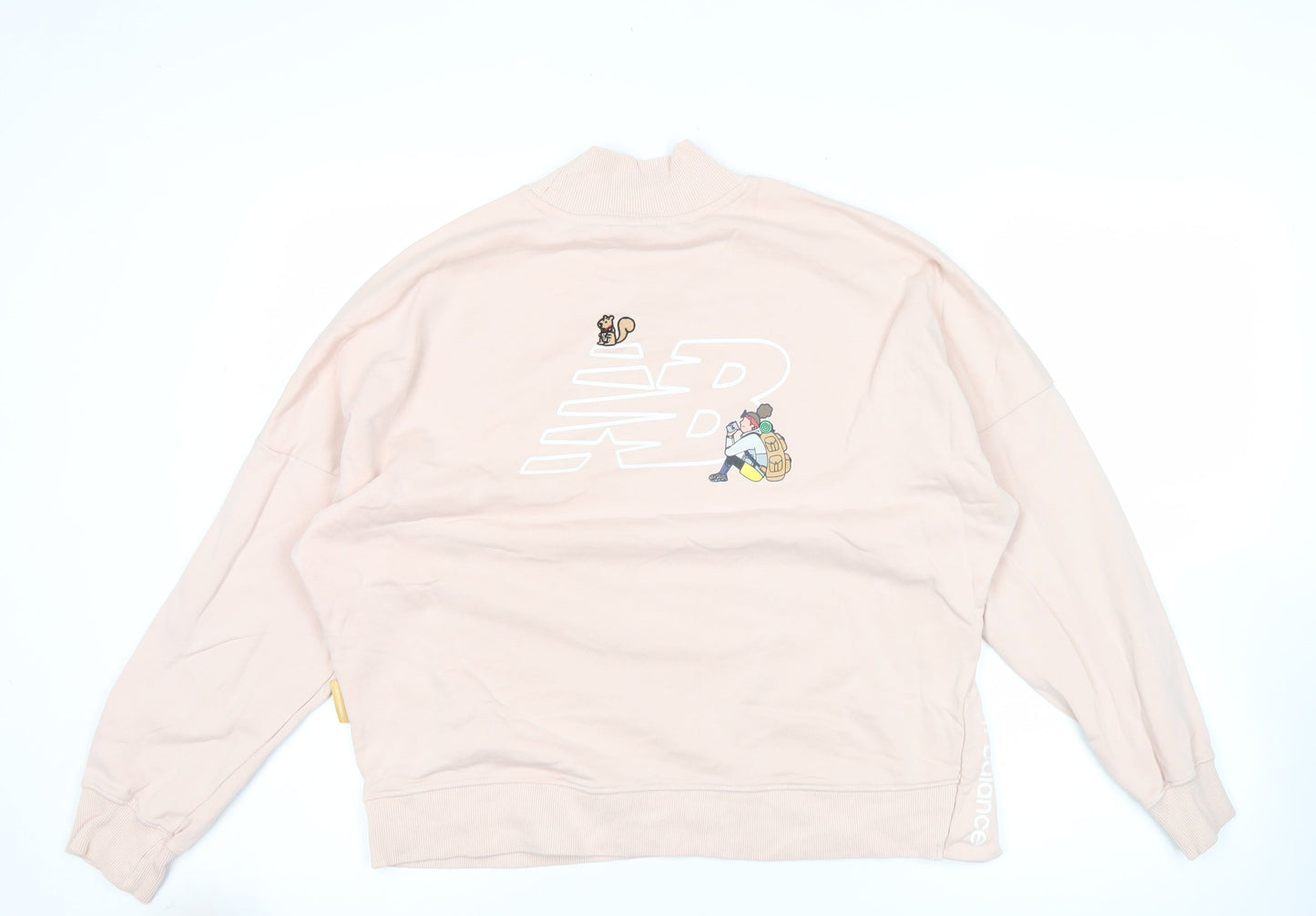 New Balance Womens Pink Sweatshirt Small Logo Print Casual