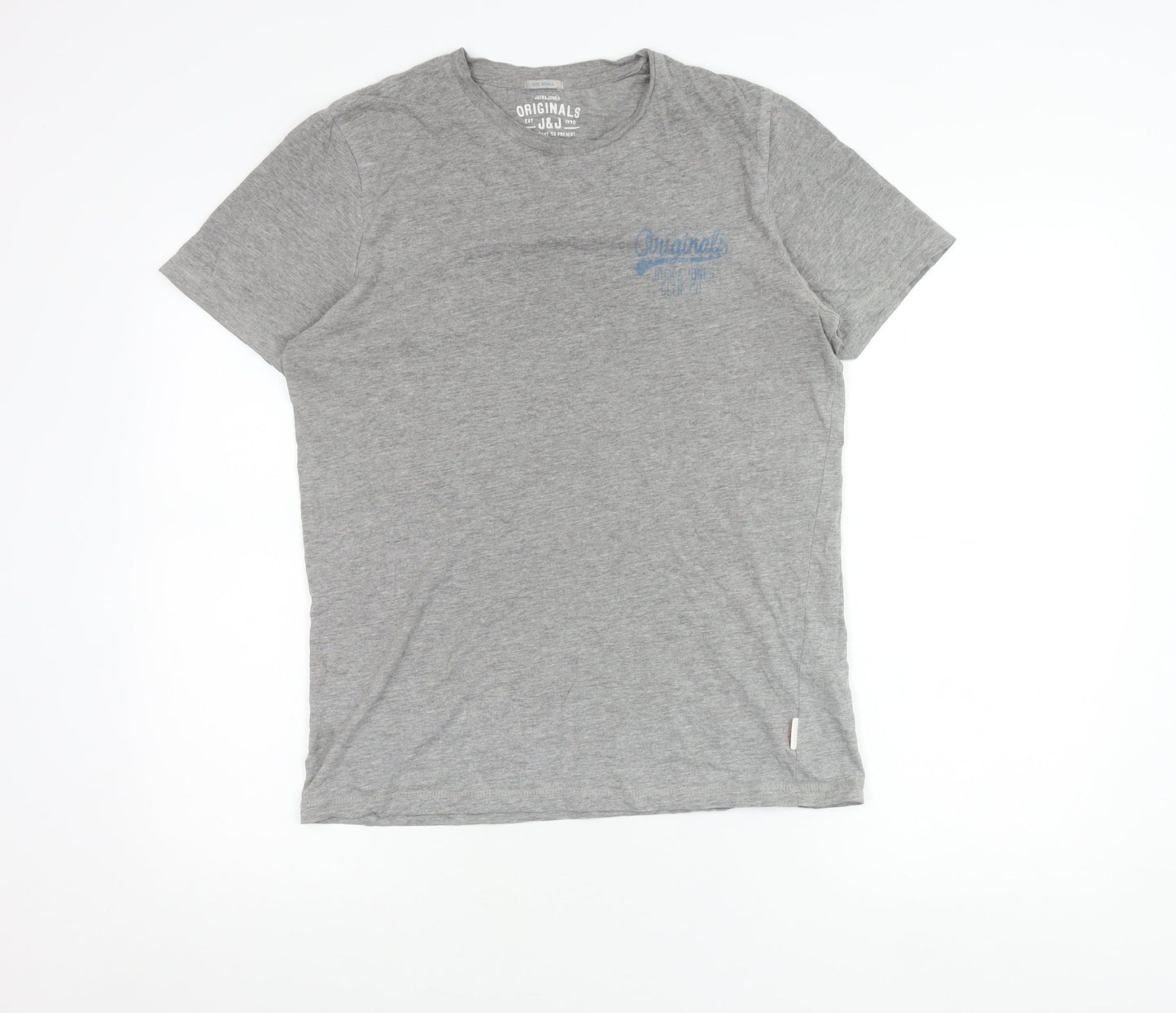 Jack & Jones Mens Grey Small Short Sleeve Crew Neck T-Shirt