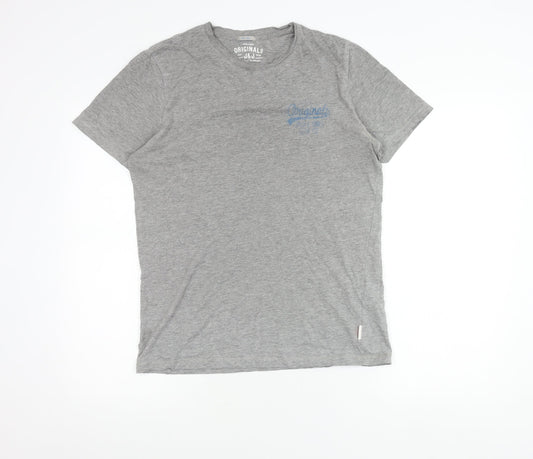 Jack & Jones Mens Grey Small Short Sleeve Crew Neck T-Shirt