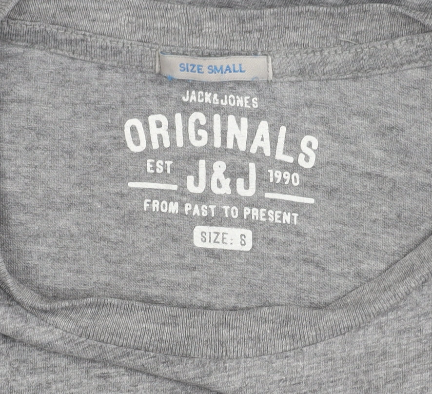 Jack & Jones Mens Grey Small Short Sleeve Crew Neck T-Shirt