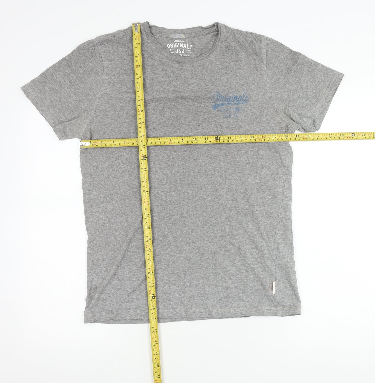 Jack & Jones Mens Grey Small Short Sleeve Crew Neck T-Shirt