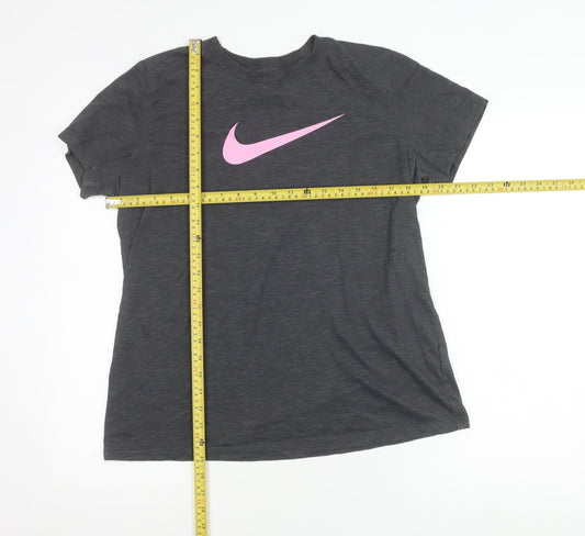 Nike Womens Black T-Shirt Large Dri-Fit Crew Neck Sports Tee