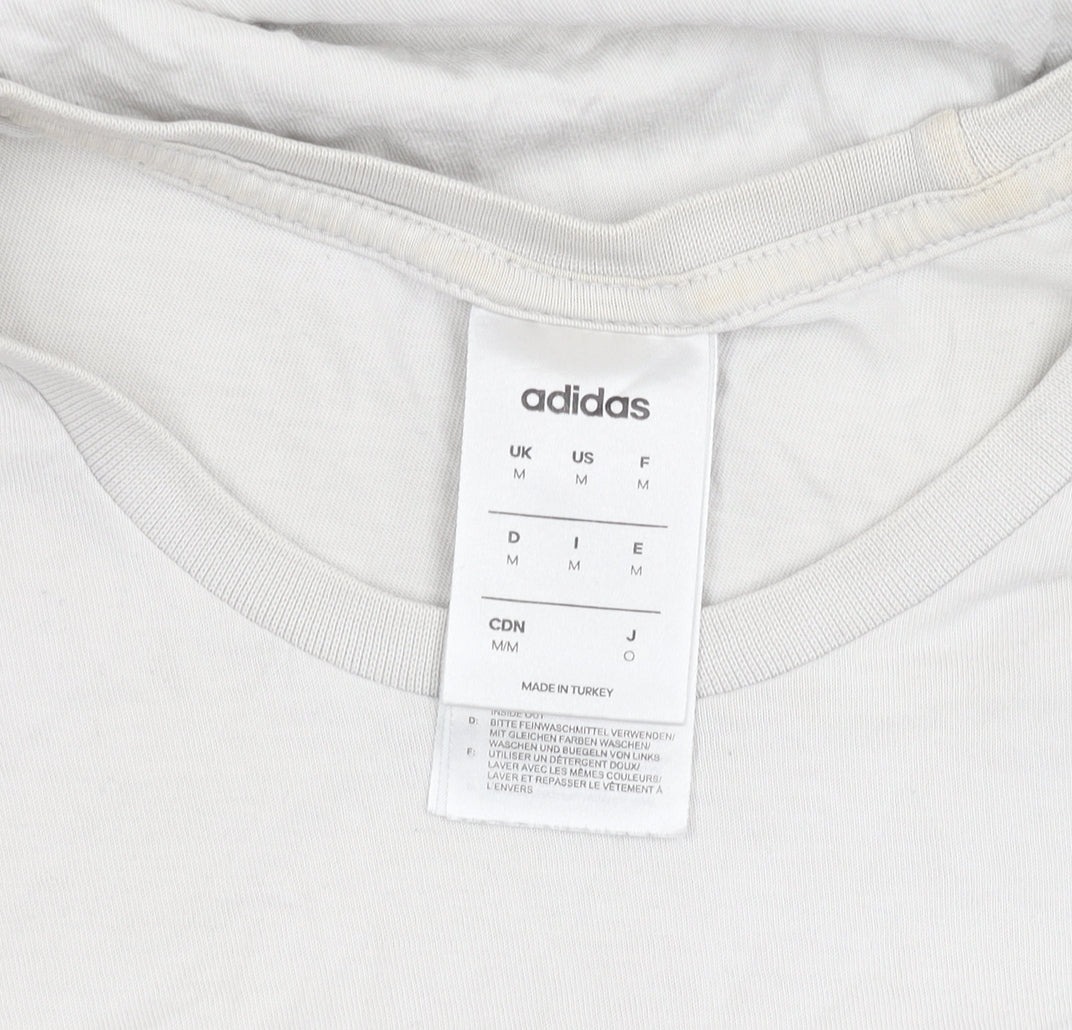 Adidas Mens White Medium Graphic Logo Crew Neck T-Shirt