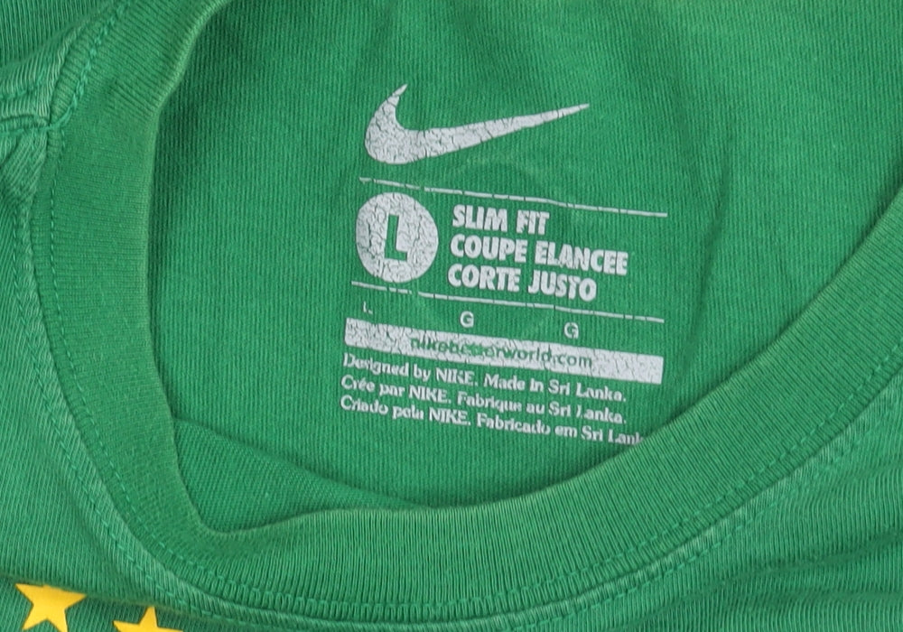 Nike Men’s Green Slim Fit Brasil Graphic Sports T-Shirt L
