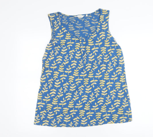 Seasalt Cornwall Women’s Blue Floral Organic Cotton Tank Top Size 12