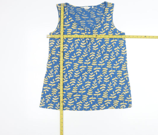 Seasalt Cornwall Women’s Blue Floral Organic Cotton Tank Top Size 12