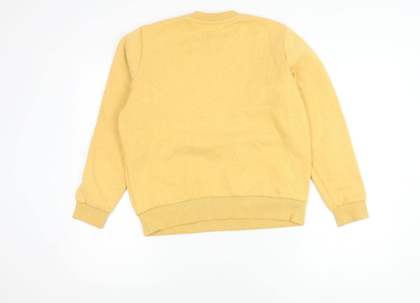 Superdry Womens Yellow Sweatshirt UK 8 Pullover Crew Neck Cotton Blend