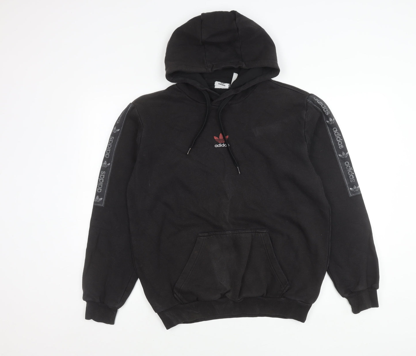 Adidas Mens Black Pullover Hoodie Medium Regular Fit Logo Sportswear