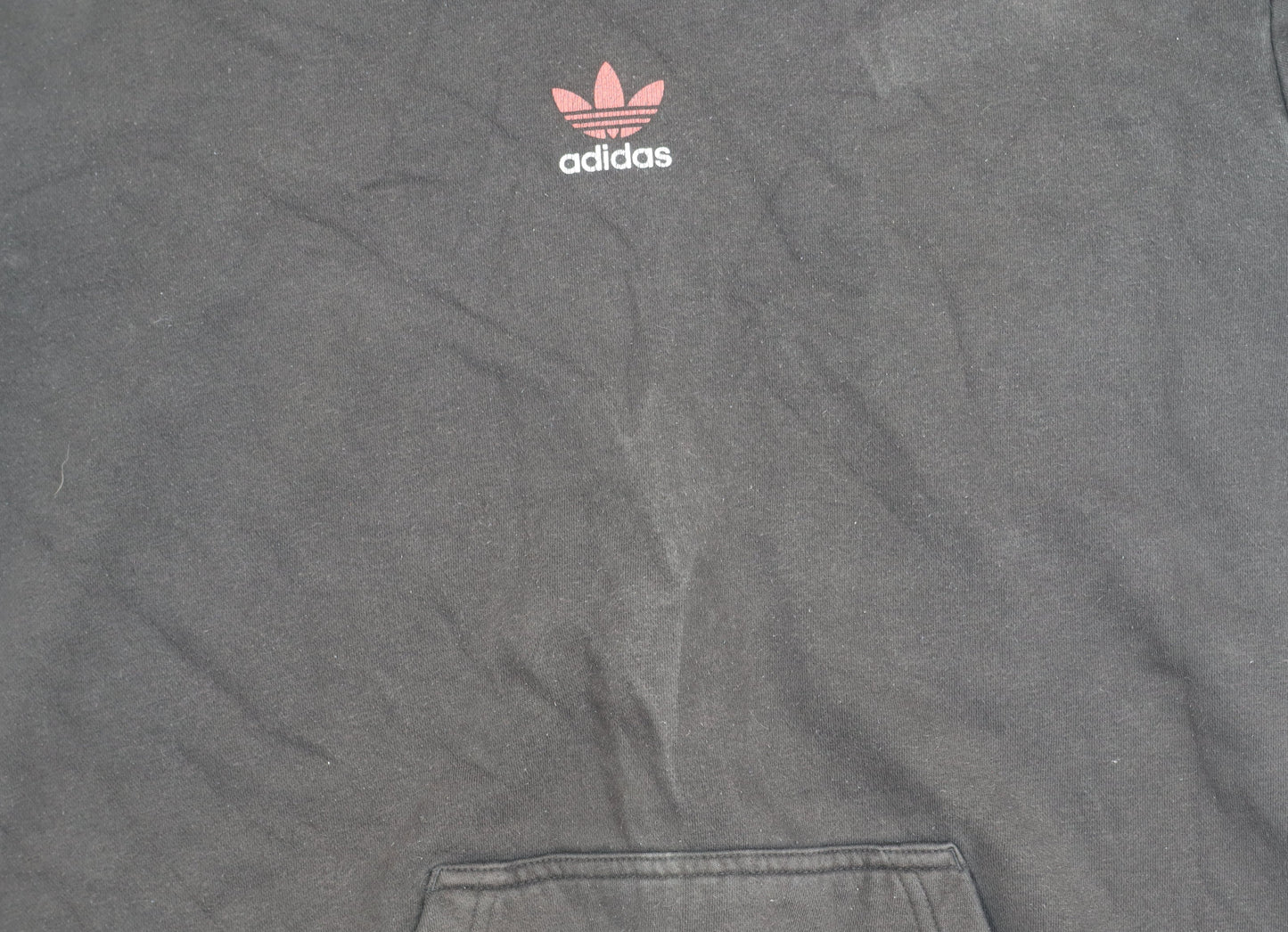 Adidas Mens Black Pullover Hoodie Medium Regular Fit Logo Sportswear