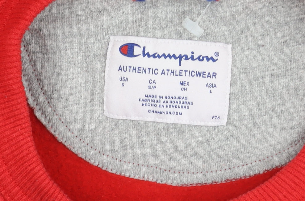 Champion Women Red Small Pullover Sweatshirt Crew Neck Logo