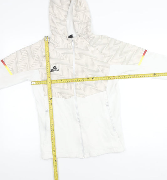 Adidas Boys White Track Jacket Hoodie 12 Years Full Zip Logo Sportswear