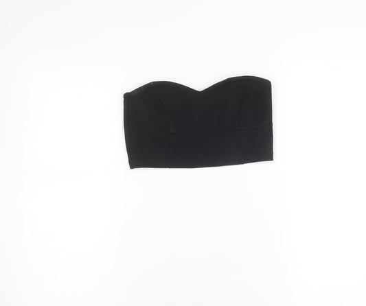 Jack Wills Womens Black Strapless Cropped Sweetheart Top Size 10
