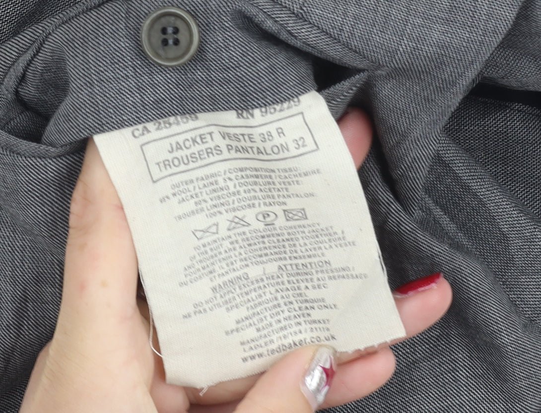 Ted Baker Men's Grey Wool Cashmere Dress Pants Trousers Size 32