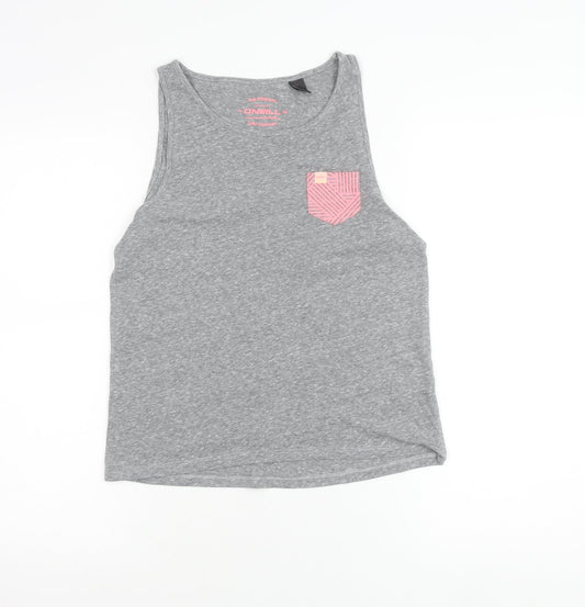 O'Neill Womens Grey Tank Top Size 14 Crew Neck Jersey Cotton Blend