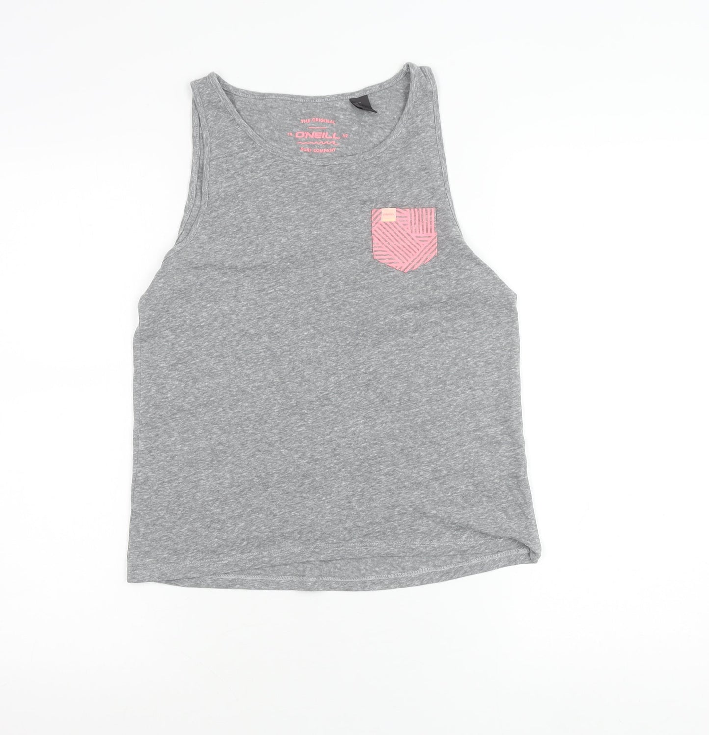 O'Neill Womens Grey Tank Top Size 14 Crew Neck Jersey Cotton Blend