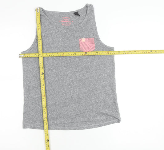 O'Neill Womens Grey Tank Top Size 14 Crew Neck Jersey Cotton Blend