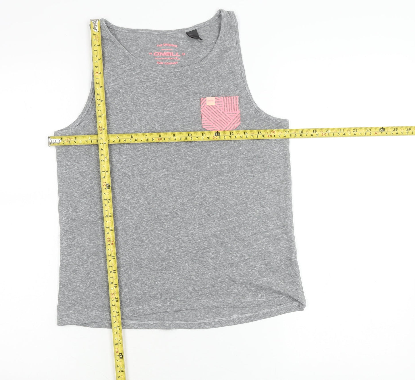 O'Neill Womens Grey Tank Top Size 14 Crew Neck Jersey Cotton Blend