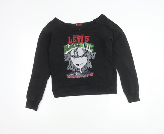 Levi's Women Black Small Graphic Print Pullover Sweatshirt