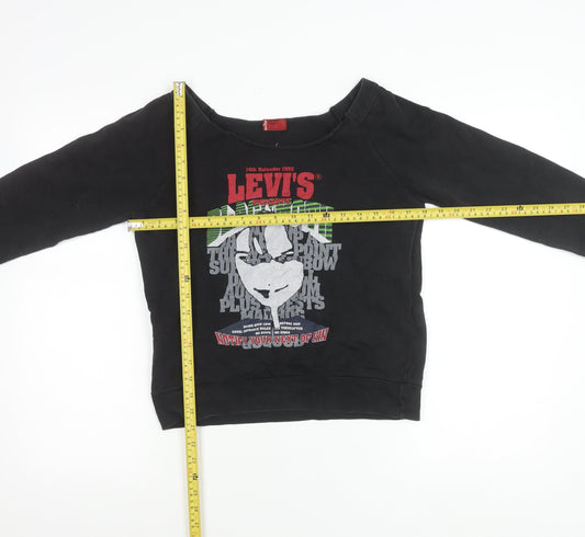 Levi's Women Black Small Graphic Print Pullover Sweatshirt