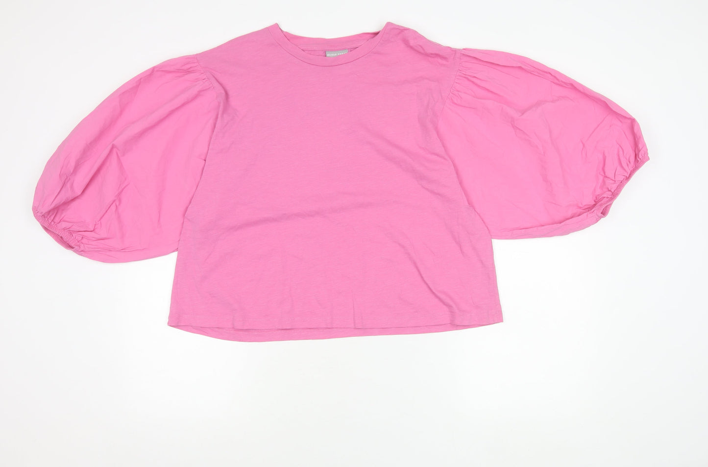Oliver Bonas Women Pink Cotton Balloon Sleeve T-Shirt UK 16
