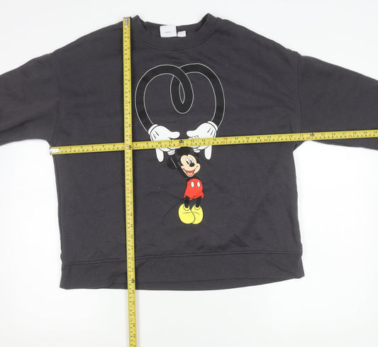 Disney Women Black L Sweatshirt Mickey Mouse Pullover Graphic Logo