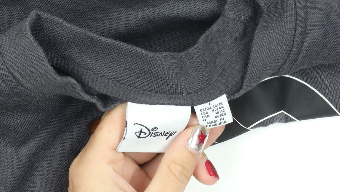 Disney Women Black L Sweatshirt Mickey Mouse Pullover Graphic Logo