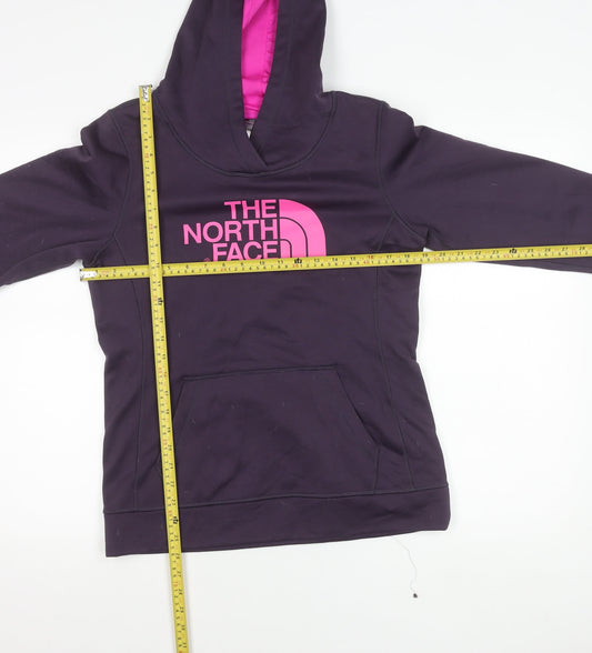 The North Face Womens Purple Pullover Hoodie M Logo Print Outdoor