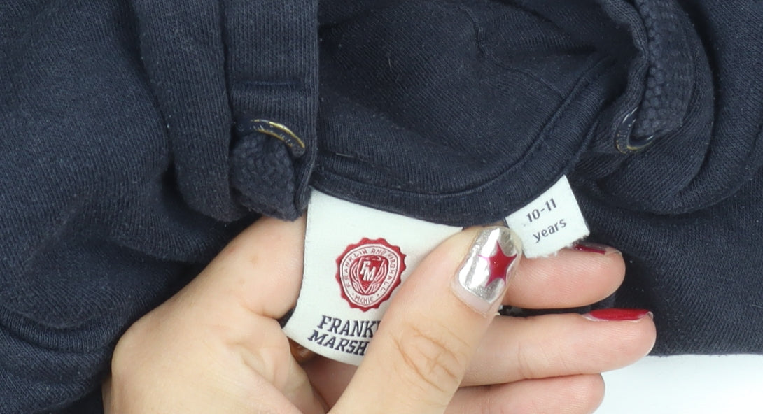 Additional view of Franklin & Marshall girls’ blue 10-11 yrs zip hoodie jacket cotton blend