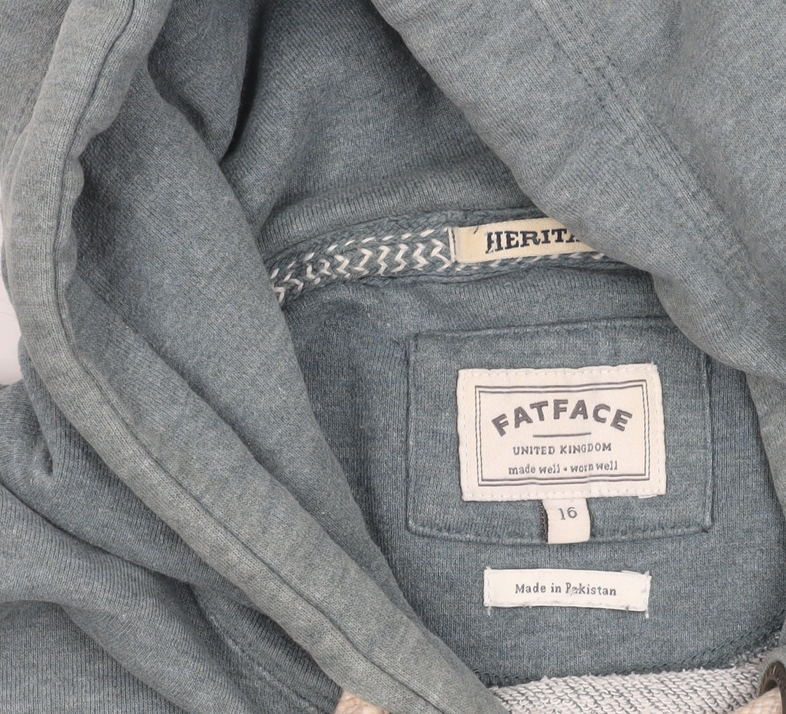 FatFace Men’s Green Pullover Hoodie L Regular Fit Cotton Blend