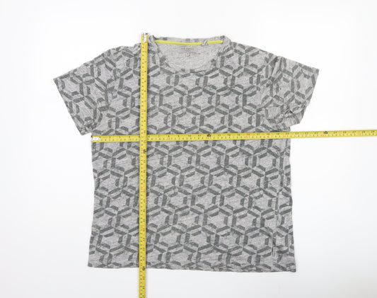 Ted Baker Women Grey Geometric T-Shirt Cotton Casual S