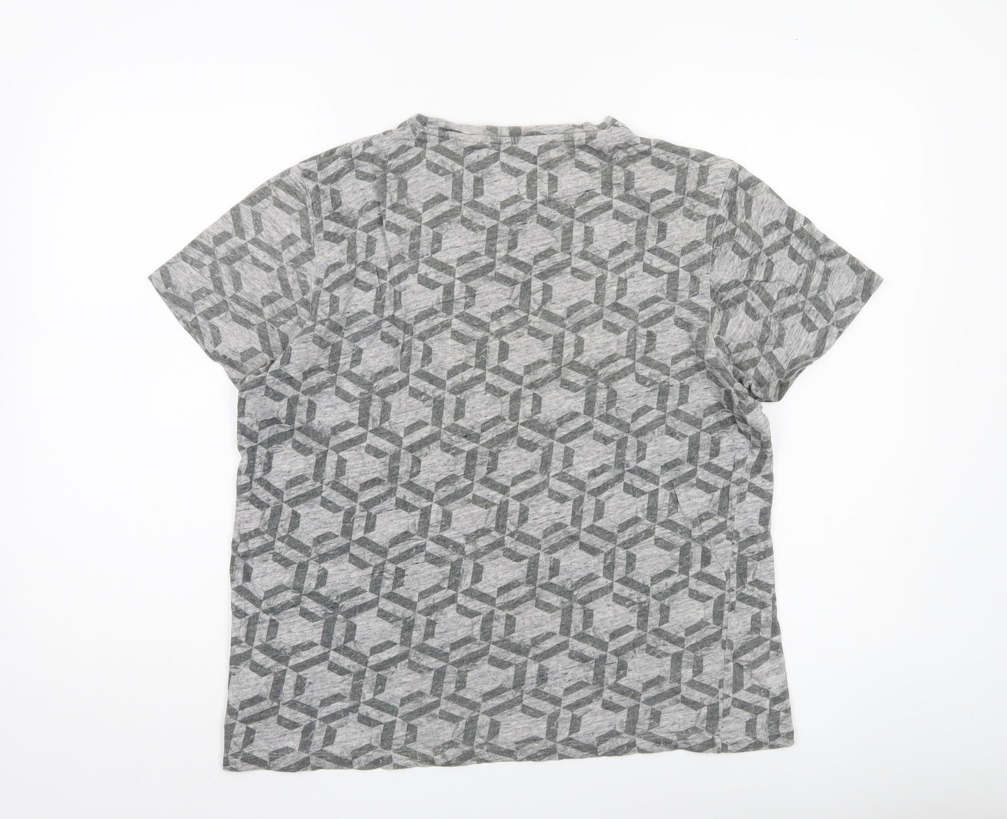 Ted Baker Women Grey Geometric T-Shirt Cotton Casual S