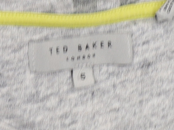 Ted Baker Women Grey Geometric T-Shirt Cotton Casual S