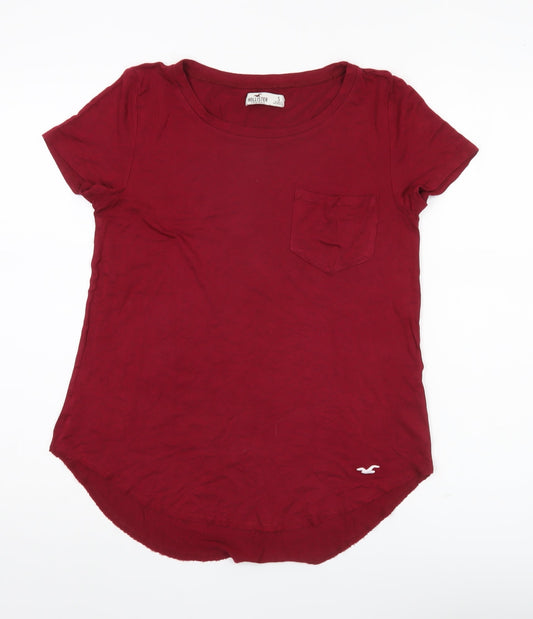 Hollister Womens Red Short Sleeve Scoop Neck T-Shirt Size S