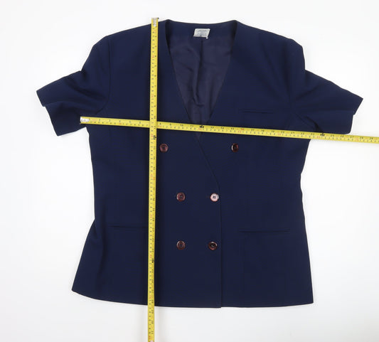 Amari Women's Blue Size 18 Double-Breasted Short Sleeve Jacket