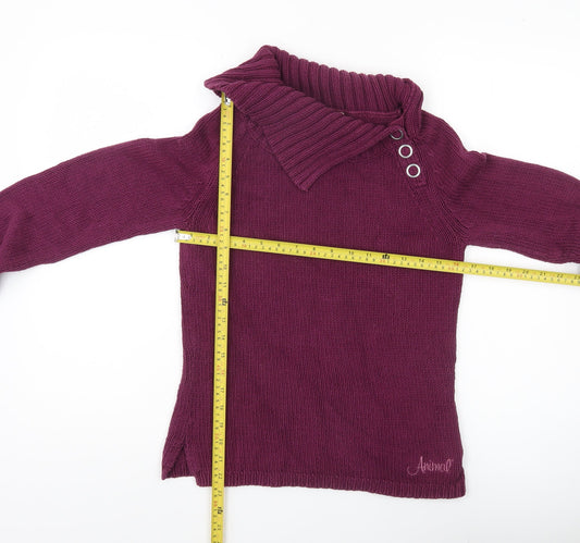 Animal Womens Purple Collared Pullover Jumper Size 10 Long Sleeve