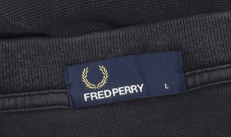 Fred Perry Men’s Black Polo Shirt L Cotton Short Sleeve Logo Trim