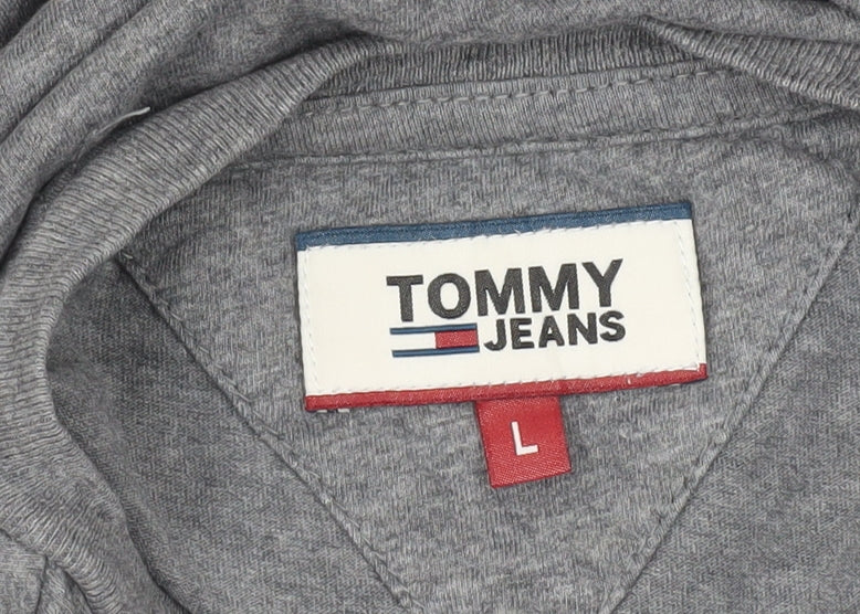 Tommy Jeans Men's Grey Long Sleeve Cotton T-Shirt Size L