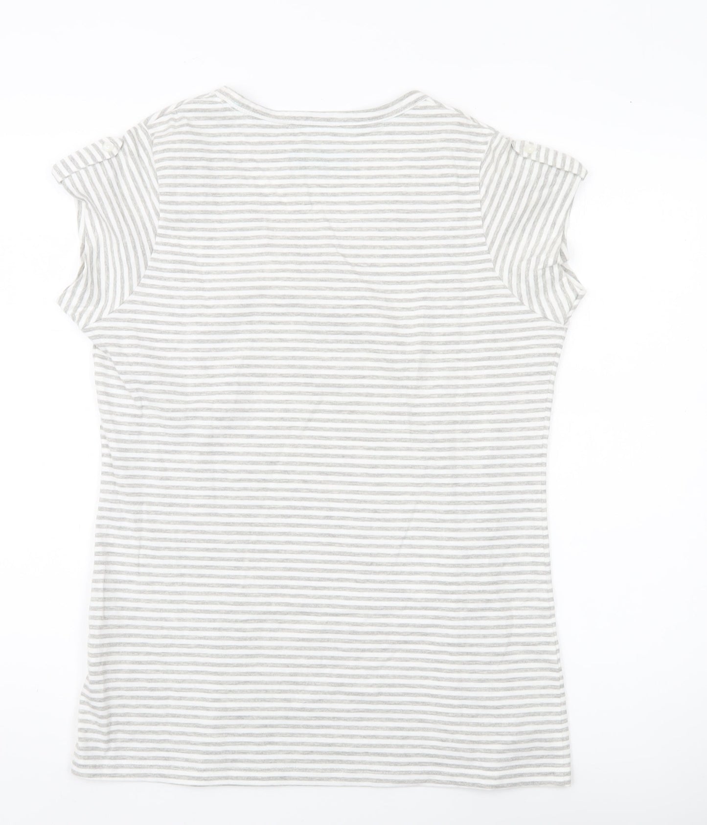 Peter Storm Womens Grey Striped Scoop Neck T-Shirt Size 14