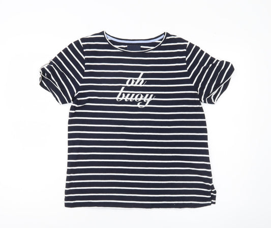 Crew Clothing Company Womens Blue Striped Cotton T-Shirt Size 12