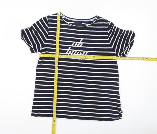 Crew Clothing Company Womens Blue Striped Cotton T-Shirt Size 12