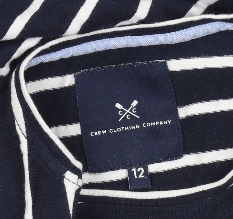 Crew Clothing Company Womens Blue Striped Cotton T-Shirt Size 12