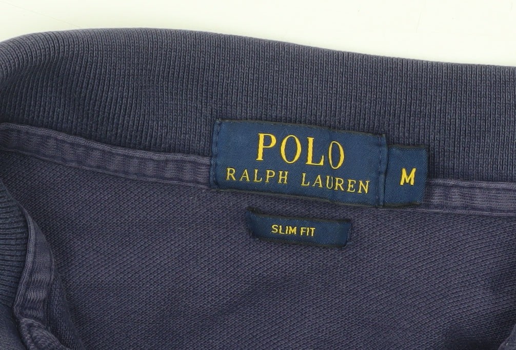 Ralph Lauren Men’s Blue Slim Fit Polo Shirt Size M Cotton Casual