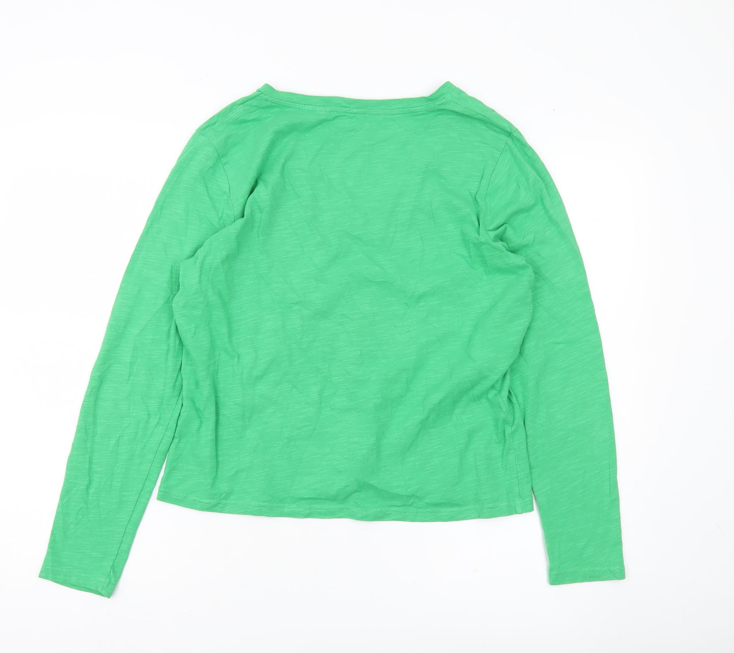 Boden Womens Green V-Neck Long Sleeve Cotton Jersey T-Shirt Size M