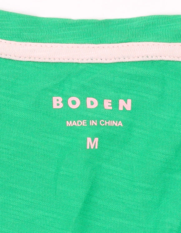 Boden Womens Green V-Neck Long Sleeve Cotton Jersey T-Shirt Size M