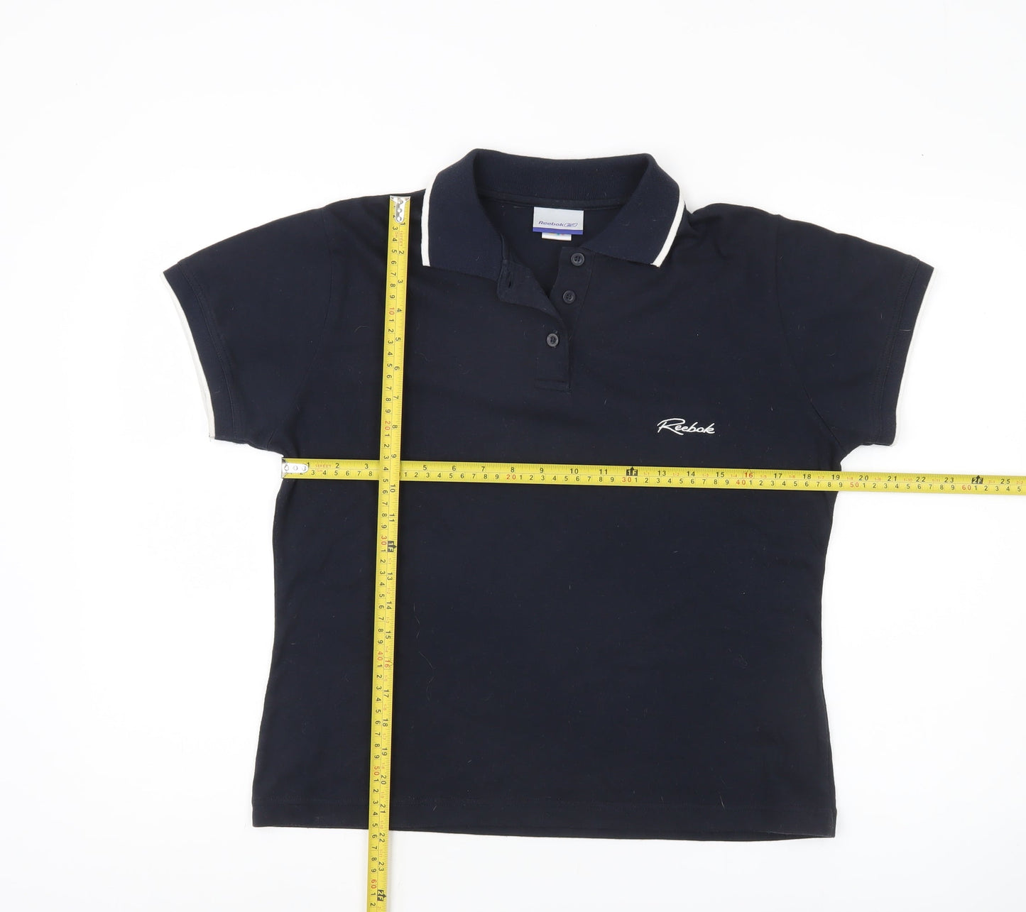 Reebok Womens Black Polo Shirt Size 18 Short Sleeve Cotton Blend