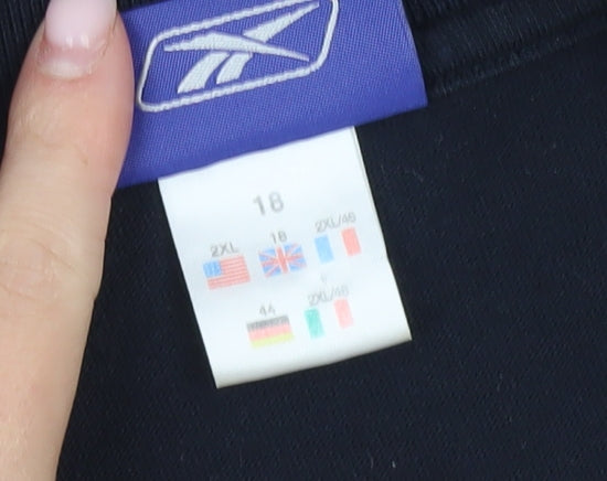 Reebok Womens Black Polo Shirt Size 18 Short Sleeve Cotton Blend